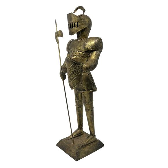 Handmade Metal Knight Suit of Armor Sculpture 15″ Tall Medieval Armor Art - Picture 5 of 5